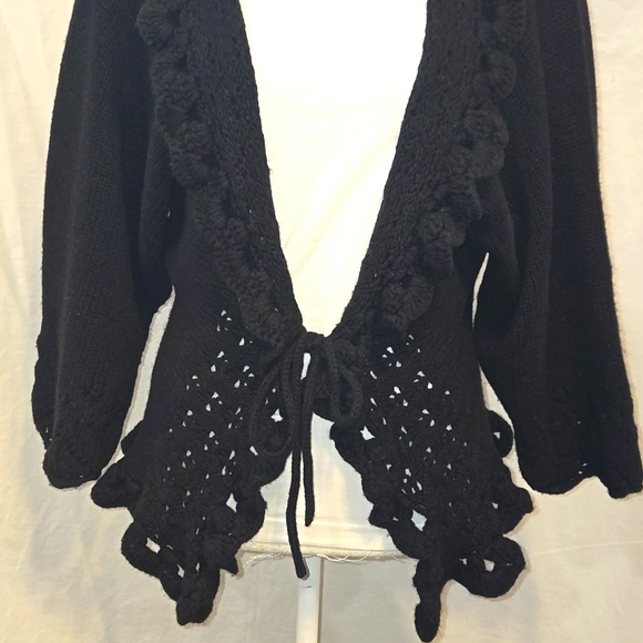 Max Studio - Black Wool Cardigan -(M) - Picture 2 of 6
